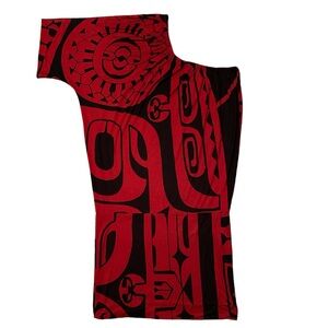 Wahine Toa Hawaiian Plus Size Polynesian Print One Shoulder Knee Length Sz 2X